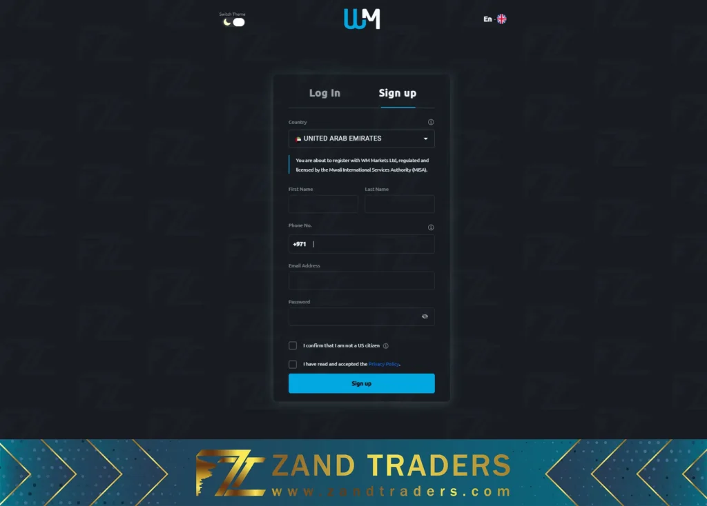 نحوه افتتاح حساب در بروکر WM MARKETS